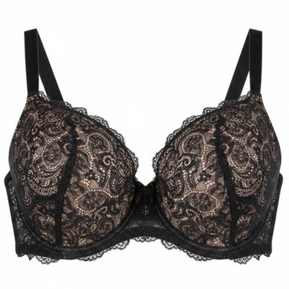 Third Love 24/7 Black Lace Overlay Underwire Bra 40F Full Coverage Light Padded